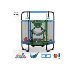 Photo 1 of ***PARTS ONLY****YORIN Trampoline for Kids, 60'' Toddler Mini Trampoline with Enclosure Net, Basketball Hoop, 5FT Indoor/Outdoor Kids Trampoline with Swing, Adjustable Gymnastics Bars, Gifts for Boys & Girls, 600LBS
