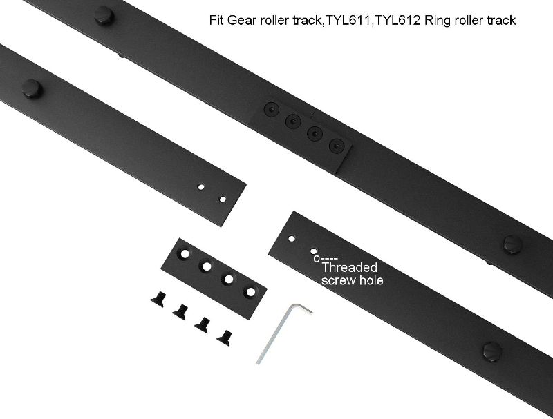 Photo 2 of DIYHD Bent Straight Roller Barn Wood Closet Interior Door Sliding Hardware, 8FT Track Kit, Ceiling Mount kit