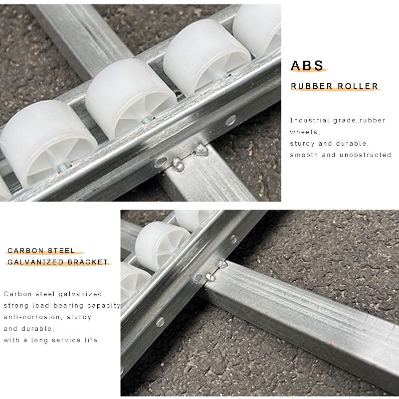Photo 1 of Collocatable Conveyor Roller for Werehouse Unload, Foldable Unpowered Gravit-y Conveyor Belt Table, 15”Wx78”L Portable Stainless Steel Rail Ramp with ABS Plastic Roller Unloading Pulley Factory