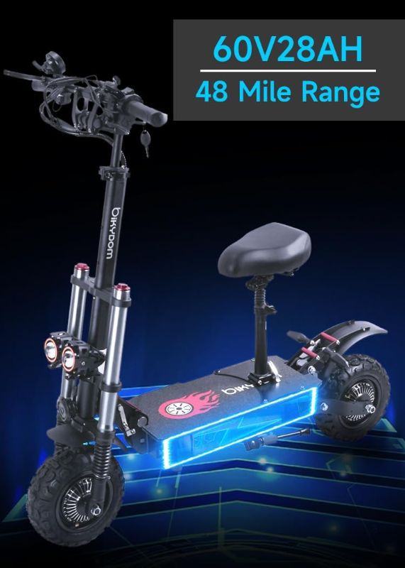 Photo 1 of 5600W 38.4AH Electric Scooter for Adults 50 MPH,Dual Drive Foldable Scooter,Off Road Fat Tire E Scooter with Seat Heavy Duty 440lbs