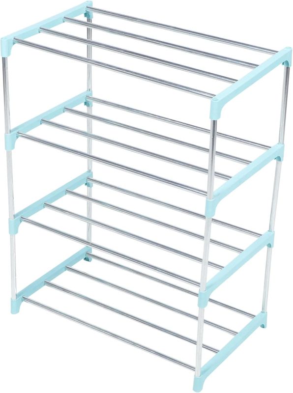 Photo 1 of Amazon Basics 50-Pair Closet Shoe Rack Organizer, Chrome,