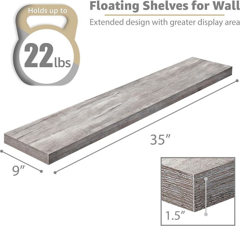 Photo 3 of 
Sorbus Floating Shelves for Wall - 2 Long Floating Shelves for Bedroom, Kitchen, Living Room, Bathroom Shelves,