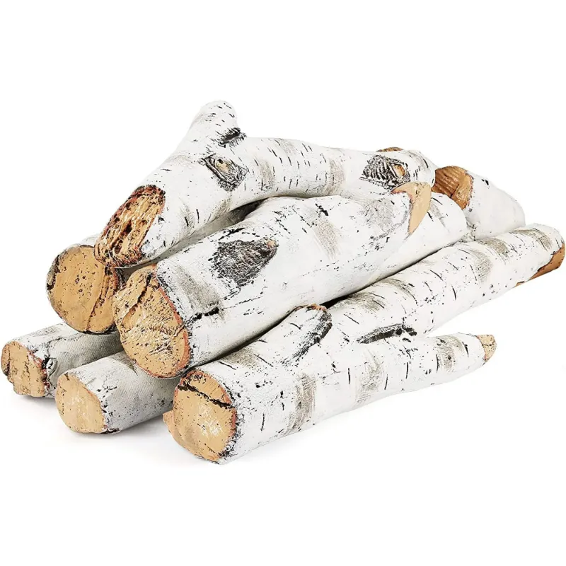 Photo 1 of 26.8" Large Gas Fireplace Logs, Ceramic White Birch Wood Logs for Indoor Inserts, Outdoor Firebowl, Fire Pits, Vented, Propane, Gel, Ethanol, Electric, Realistic Fireplace Decoration, 6 Pcs