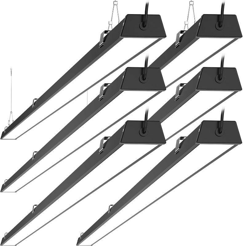Photo 1 of black tycholite 8ft led shop lights 5000k daykight, compact black 8 pack commertial light fixures