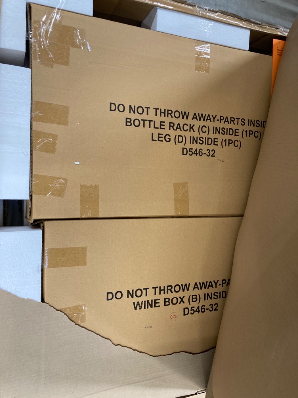 Photo 1 of Signature Design by Ashley Valebeck Rustic Counter Height Dining Table with 4 Drawers, 2 Open Shelves and 7-bottle Wine Rack, White & Dark Brown