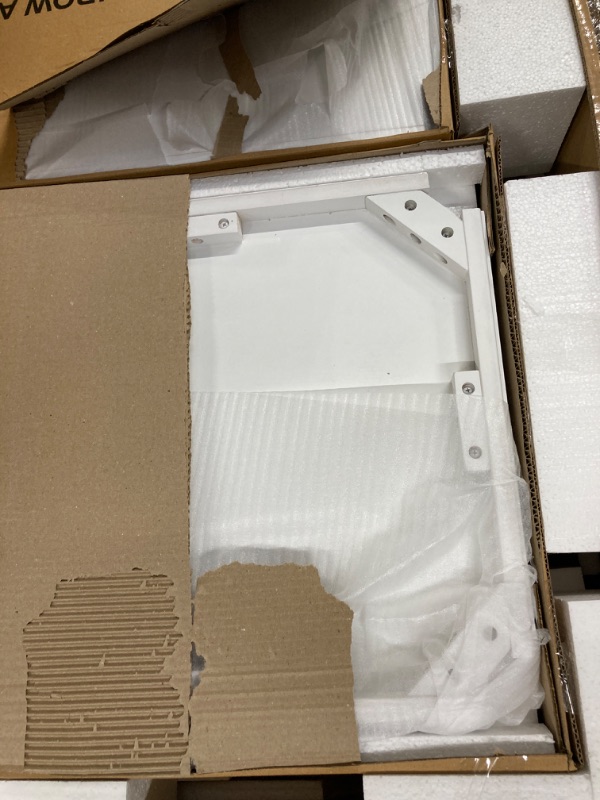 Photo 1 of Signature Design by Ashley Valebeck Rustic Counter Height Dining Table with 4 Drawers, 2 Open Shelves and 7-bottle Wine Rack, White & Dark Brown