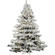 Photo 1 of AMERIQUE AMSN-FT8 8 Feet Snowy Premium Magnificent Hinged Artificial Pine Christmas Tree with Metal Stand, Flocked Snow, Unlit
