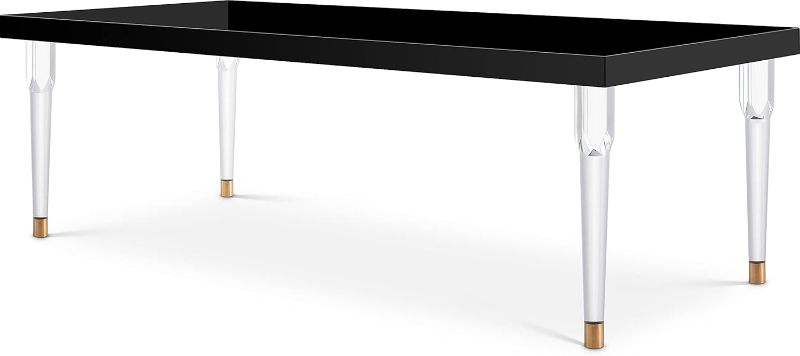 Photo 1 of * SEE NOTES** Meridian Furniture 881-T Bethany Collection Modern | Contemporary Dining Table with Black Lacquer Dining Table, Rich Acrylic Legs, 94.5" W x 43.5" D x 30" H, Black
