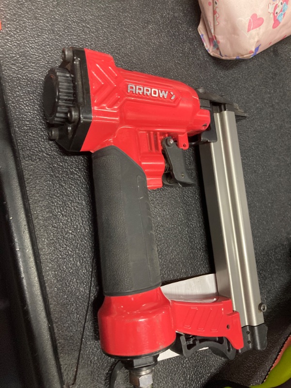 Photo 1 of Arrow PT50 Oil-Free Pneumatic Staple Gun, Professional Heavy-Duty Stapler for Wood, Upholstery, Carpet, Wire Fencing, Fits 1/4”, 5/16”, 3/8", 1/2", 9/16” Staples , Red

