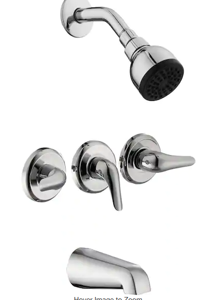 Photo 1 of Aragon 3 Handle 1-Spray Tub and Shower Faucet 1.8 GPM in Chrome (Valve Included)
