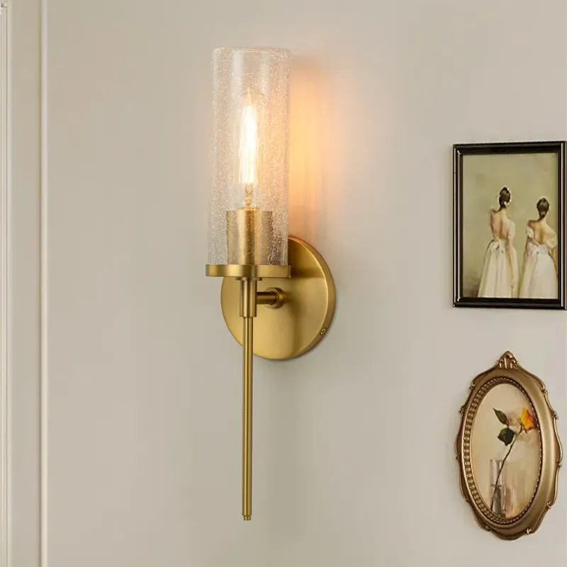 Photo 1 of 1-Light Gold Seeded Glass Wall Sconce - 4.72
