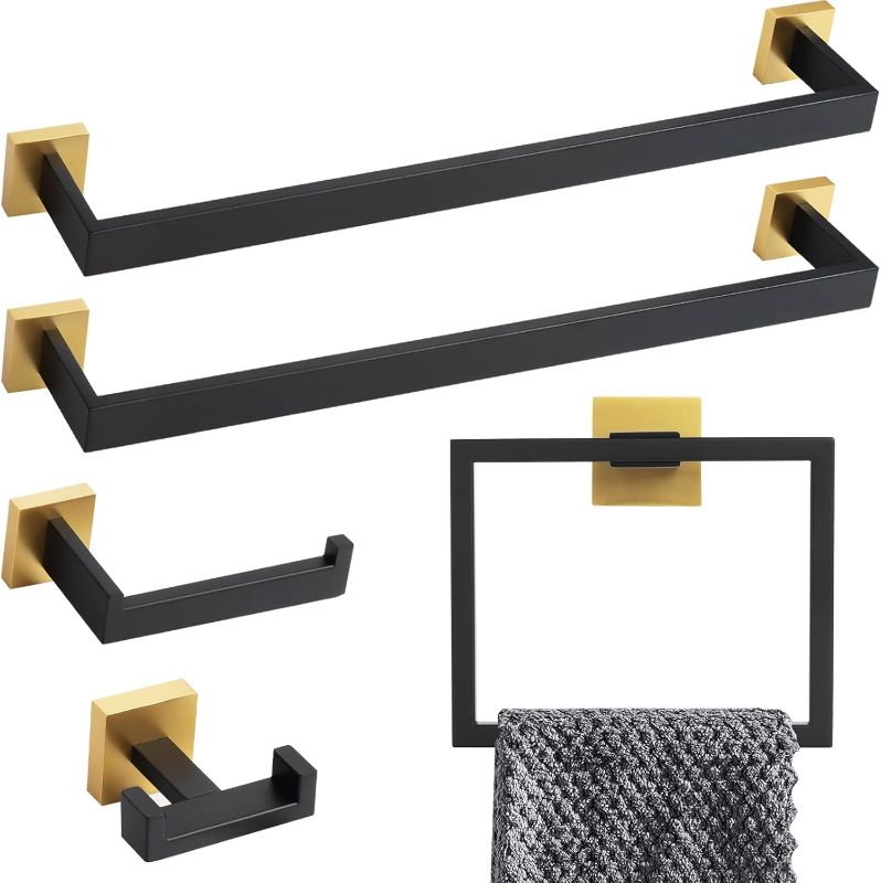 Photo 2 of 1 piece hardware bathroom black and gold accessories towel rack 