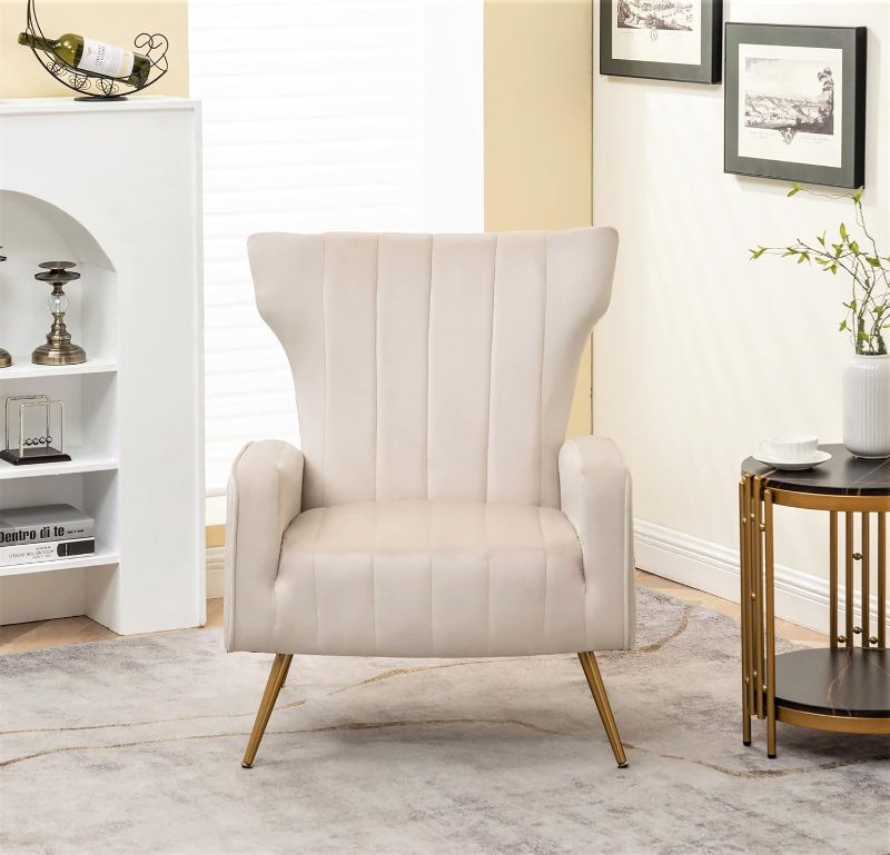 Photo 1 of **see notes**
US Pride Furniture Modern Velvet Accent Chair for Living Room, Bedroom or Office with Stylish Metal Legs, Plush Upholstery and Wood Frame, Small-Medium, Rose