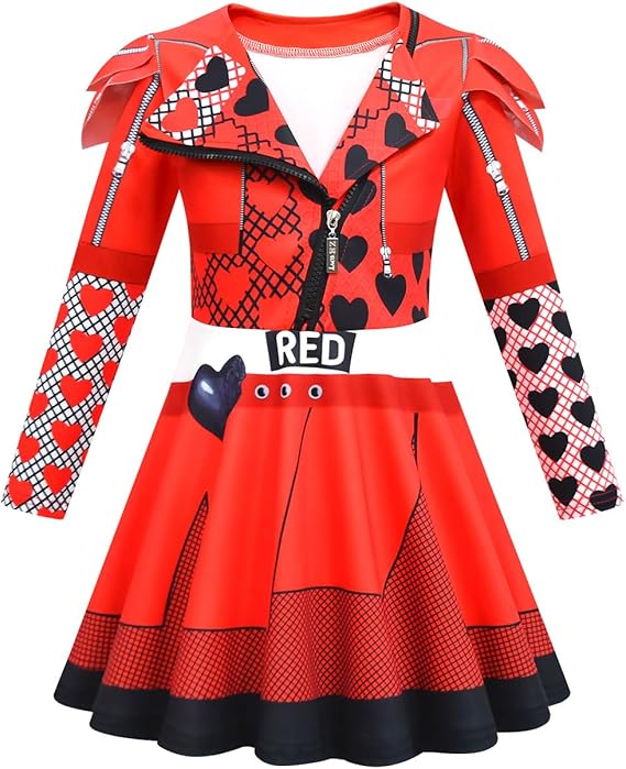 Photo 1 of ***pic for reference only, its a clown costume*** Girls Rise Red Costume Descendants 4 Birthday Party Halloween Dress Cosplay Outfits
