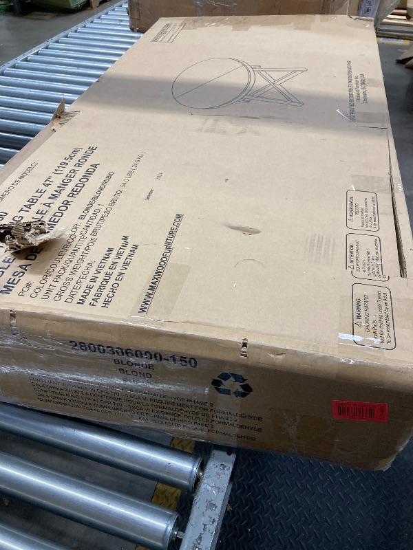 Photo 1 of Plank+Beam Round Dining Table, 47 Inch Solid Wood Kitchen Table, Farmhouse Round Table for 4, Small Dinette Table, Blonde Wirebrush