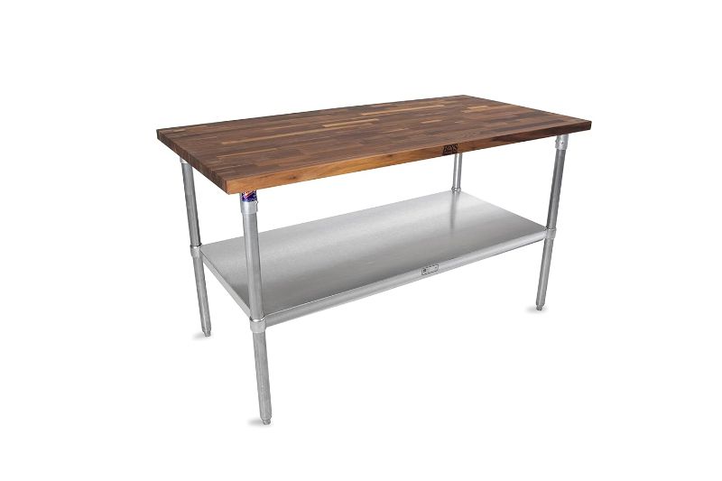 Photo 1 of **see notes**
John Boos WAL-SNS 09-O-40 Walnut Blended Oil Top Worktable with Stainless Base and Shelf, 60" x 30" x 40"