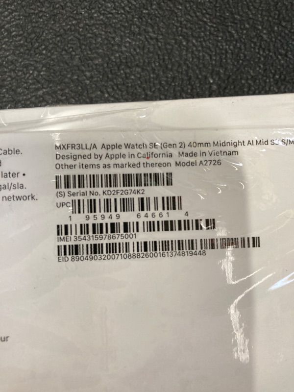 Photo 1 of Apple Watch SE (2nd Gen) [GPS + Cellular 40mm] Smartwatch with Midnight Aluminium Case with Midnight Sport Band S/M. Fitness and Sleep Trackers, Crash Detection, Heart Rate Monitor, Retina Display