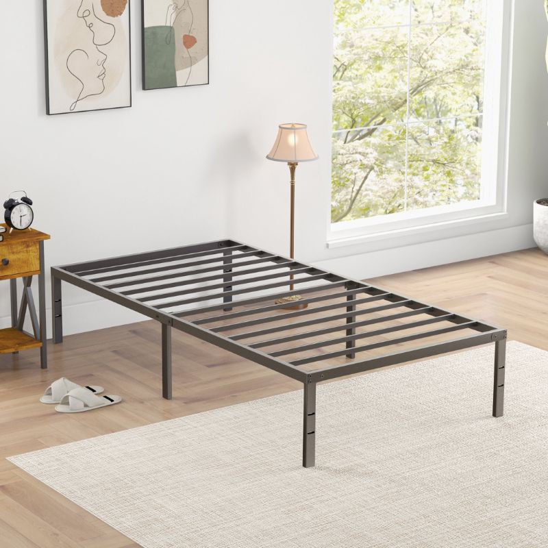 Photo 1 of ***Missing Hardware*** Heavy Duty Metal Twin Bed Frame with Under Bed Storage - 14 Inches High, Sturdy Steel Slat Support, No Box Spring Required, Platform Bed Frame