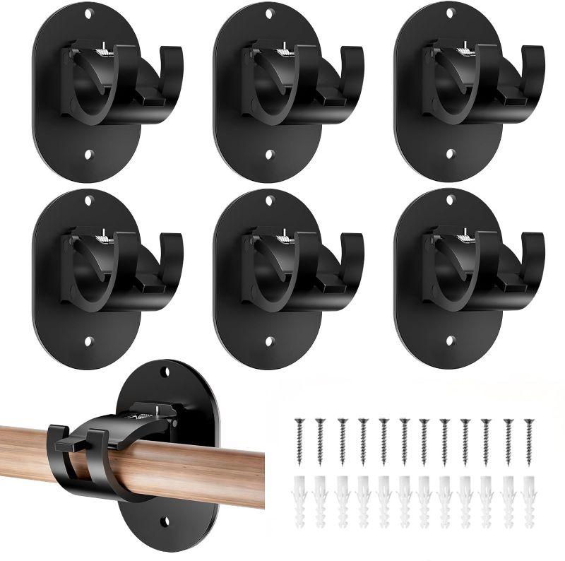 Photo 1 of 2 Packs of DIYMAG Self-Adhesive Black Curtain Rod Holders (6 Count)