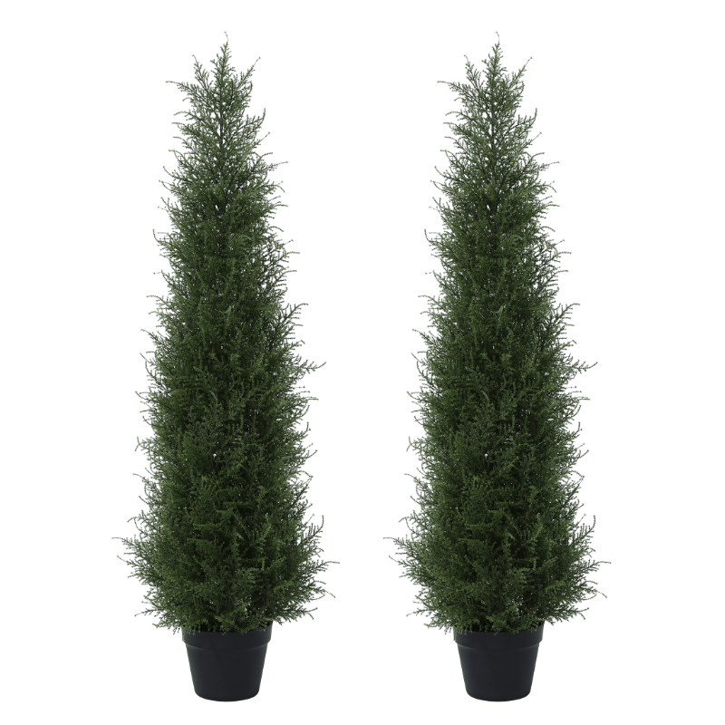 Photo 1 of 2 Pack 4 ft Artificial Cedar Tree UV Rated , Artificial Christmas Topiary Tree, Pre-Potted Plants for Indoor Outdoor Housewarming Gift Home Decor, DR.Planzen