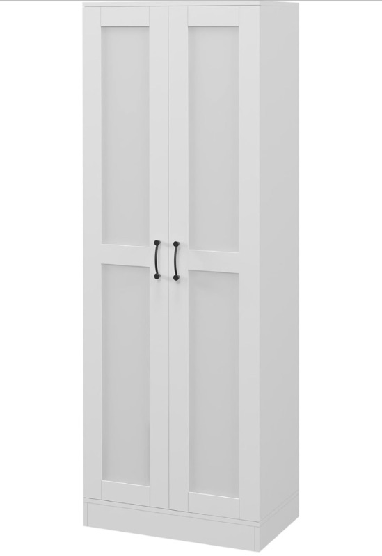 Photo 1 of **see notes**
HOMCOM  Tall Storage Cabinet with Movable Storage Shelves, Modern Style Pantry Cupboard Cabinet with Soft Close Doors, White