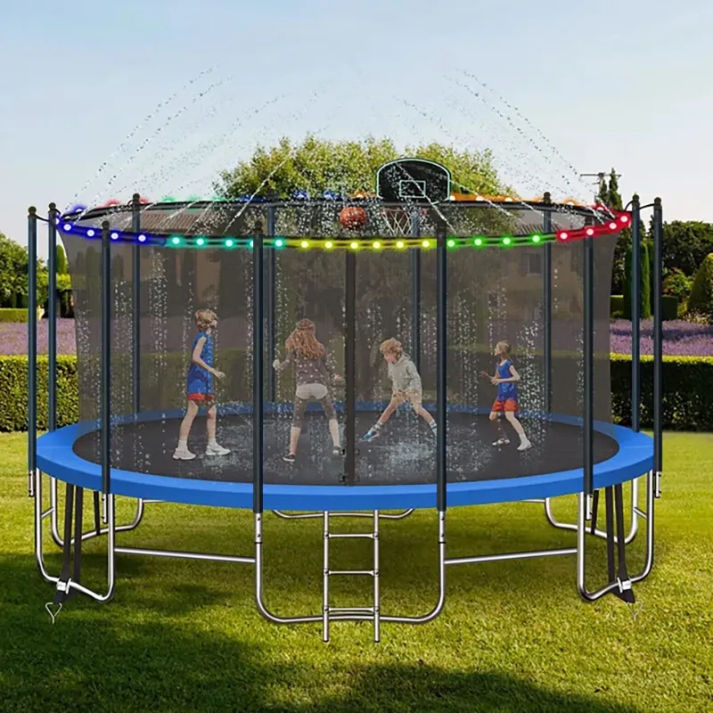 Photo 1 of (See Comments) 16FT Trampoline for 8-9 Kids Adults with Basketball Hoop, Enclosure, Light, Sprinkler, Socks, 2000LBS Outdoor Round Heavy Duty Recreational Backyard Trampoline
