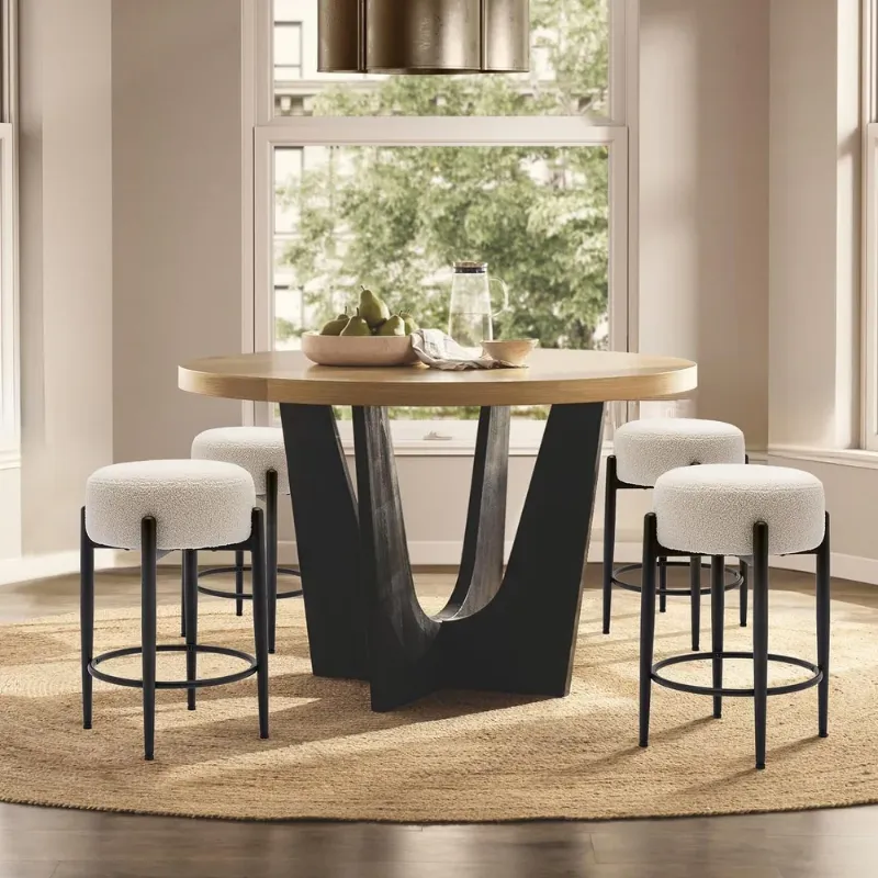 Photo 1 of ***SEAT IS DARKER BROWN***   24" Modern Counter Height Stools with Round Soft Padded Backless Seat Set of 2/4/6
