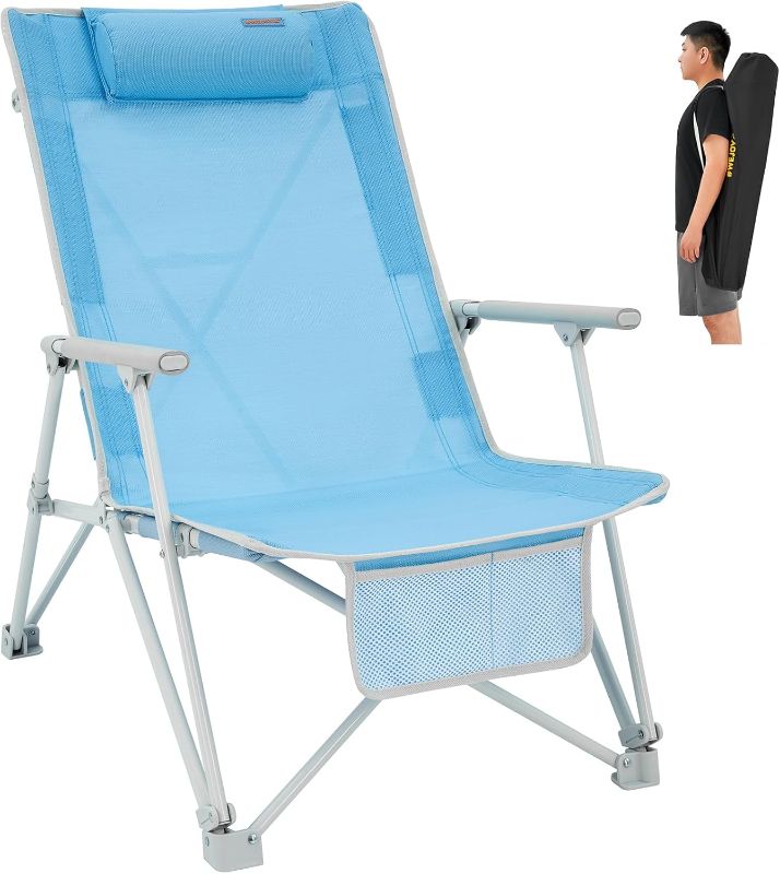 Photo 1 of 2 #WEJOY Oversized Heavy Duty Beach Chairs,Folding High Back Portable Camping Lawn Chairs for Adults with Armrest,Headrest,Pocket for Outdoor Camp Festival Sand Concert Travel Picnic BBQ Sport,265 LBS
