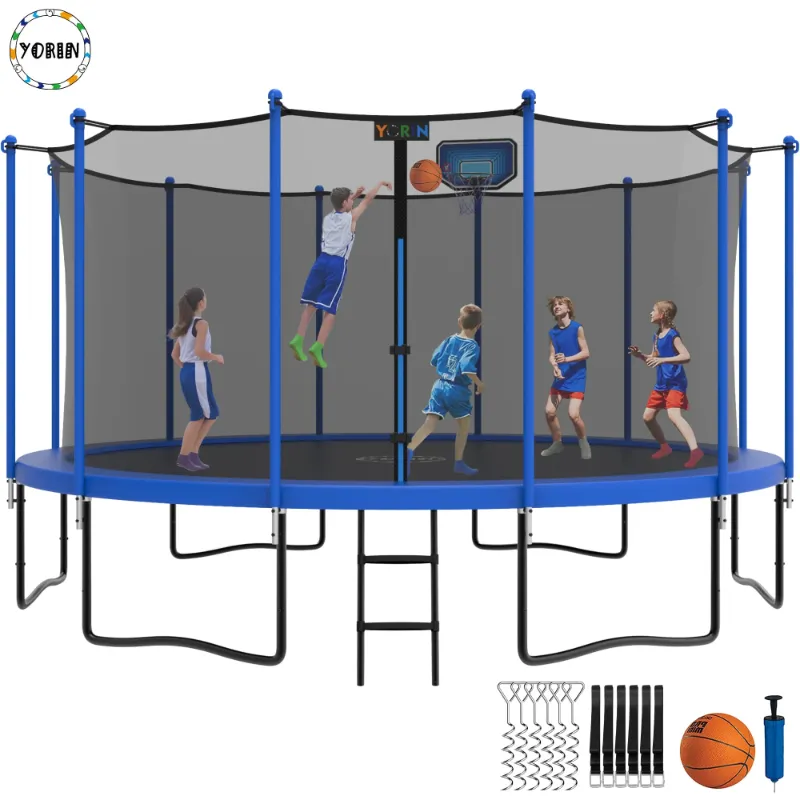 Photo 1 of (See Comments) YORIN Trampoline, 15FT Trampoline for Kids Adults, 1500LBS Trampoline with Safety Enclosure Net, Basketball Hoop and Ladder, Outdoor Heavy-Duty Trampoline
