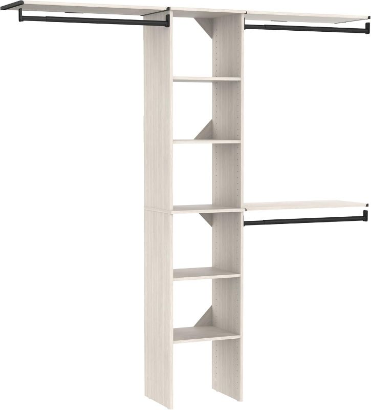 Photo 1 of ****MISSING PARTS***ClosetMaid SuiteSymphony 16-Inch Closet System Tower with (3) Hanging Rods, and (3) Top Shelves, White Timber
