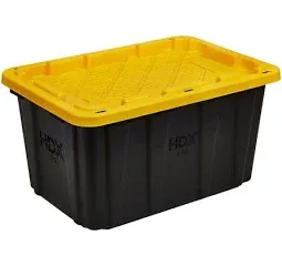 Photo 1 of 27 Gal. Tough Storage Tote in Black and Yellow