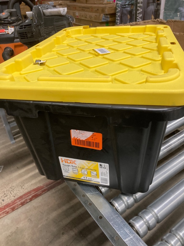 Photo 2 of 27 Gal. Tough Storage Tote in Black and Yellow