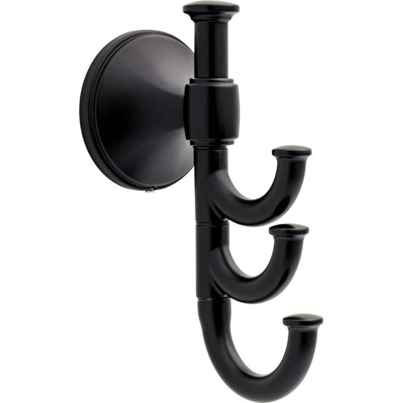 Photo 1 of Accolade Expandable Multi-Purpose Towel Hook Bath Hardware Accessory in Matte Black
