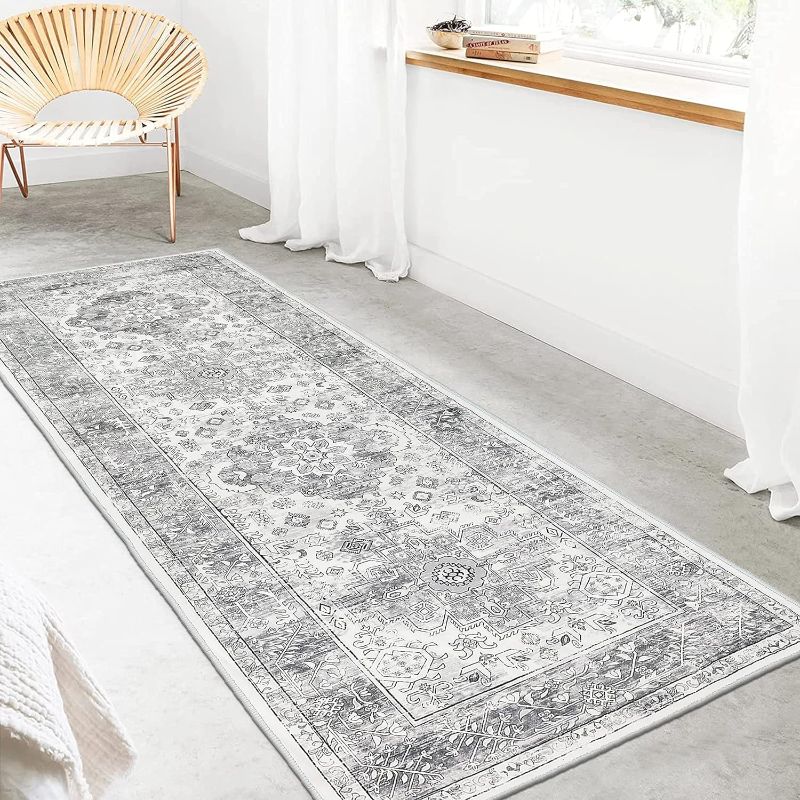 Photo 1 of 2x6 ft Boho Area Rug, Yamaziot Floral Runner Rug for Hallway, Laundry Room Rug, Farmhouse Kitchen Mat, Easy Cleaning, Non Shedding for Bedroom, Living Room, Dining Room
