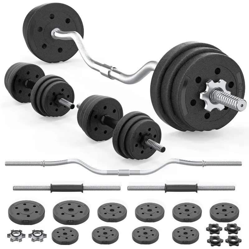 Photo 1 of ARVAKOR 66LB 2 in 1 Adjustable Dumbbell Set with Connecting Rod, Lifting Dumbbells Plate Used as Barbell for Whole Body Workouts, Black
