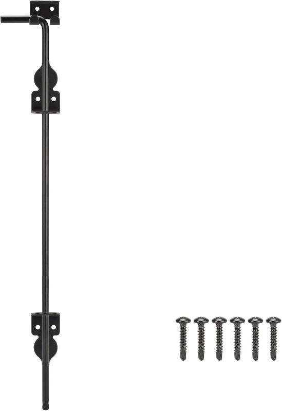 Photo 1 of 24" Cane Bolt Heavy Duty Drop Rod Gate Stopper Hardware, Gate Ground Latch for Wooden Fences Metal Gates Doors, Gate Drop Pin for Holding Gate to The Ground, Black Finish
