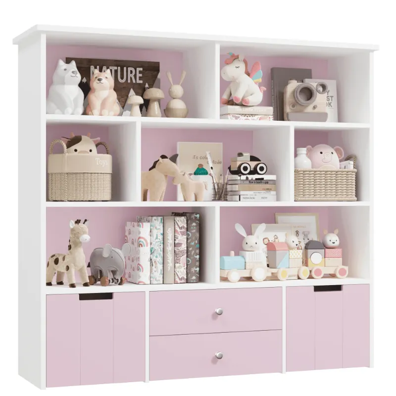 Photo 1 of *see notes*
Hiphuta Kid's Toy Storage Organizer, Wood Toy Cabinet of 7 Cubes & 4 Drawers, Bookshelf for Kids Bedroom, Pink