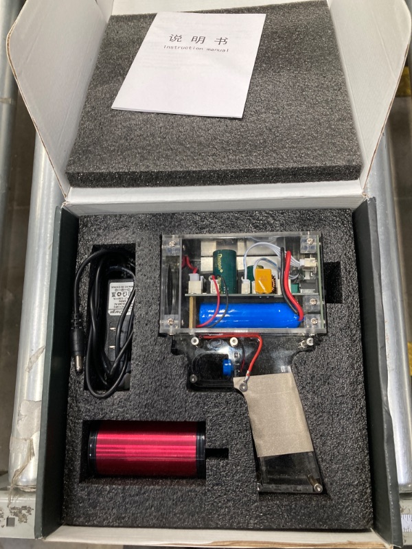 Photo 1 of Tesla Coil Handheld Gun Artificial Lightning Wireless & Rechargeable Arc Plasma Portable Mini Spark Gap Arc Generator Experiment Science Toy Model Acrylic Handle