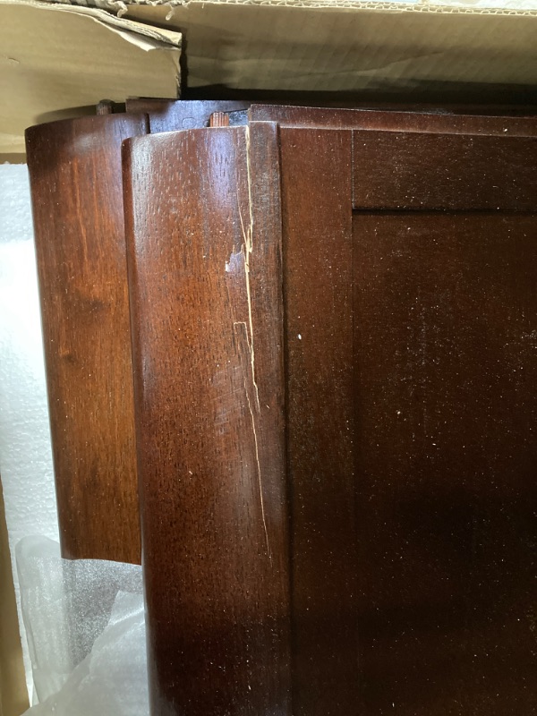 Photo 3 of Acme Louis Philippe Eastern King Bed in Cherry footboard and headboard only-no sides
***crack in wood on top of headboard***