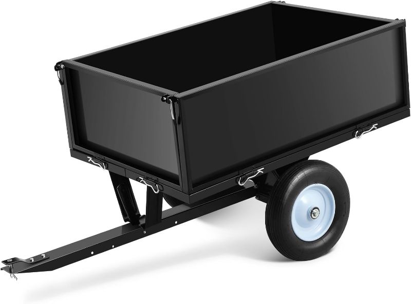 Photo 1 of 500LBS Heavy Duty Tow Behind ATV Trailer Dump Cart, Pull Behind Yard Wagon Cart with 2 Wheels, Lawn Mower Cart for Lawn Mower Tractor, ATV, UTV