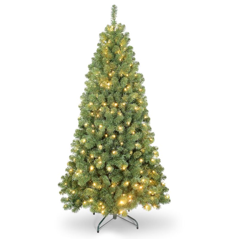 Photo 1 of 6FT Christmas Tree Pre-Lit, Bringstar Hinged Artificial Trees 779 Premium PVC Branches, 300 Lights