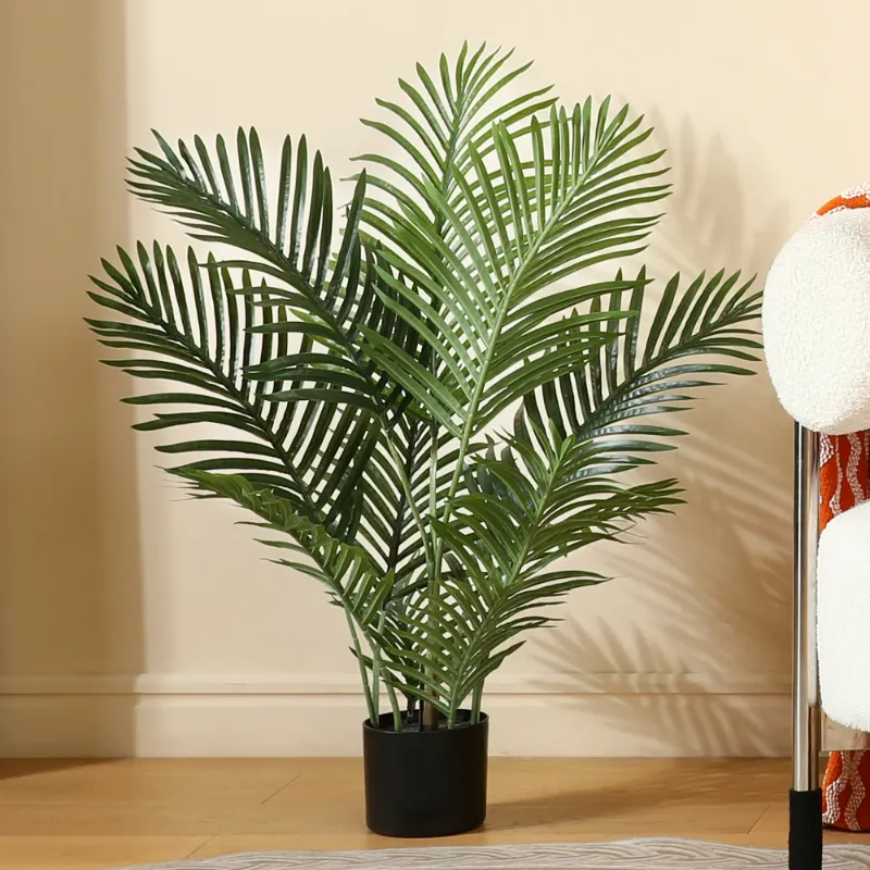 Photo 1 of 3 Feet Fake Majesty Palm Plant Artificial Majestic Palm Faux Ravenea Rivularis in Pot for Indoor Outdoor Home Office Store, Great Housewarming Gift, Set of 1