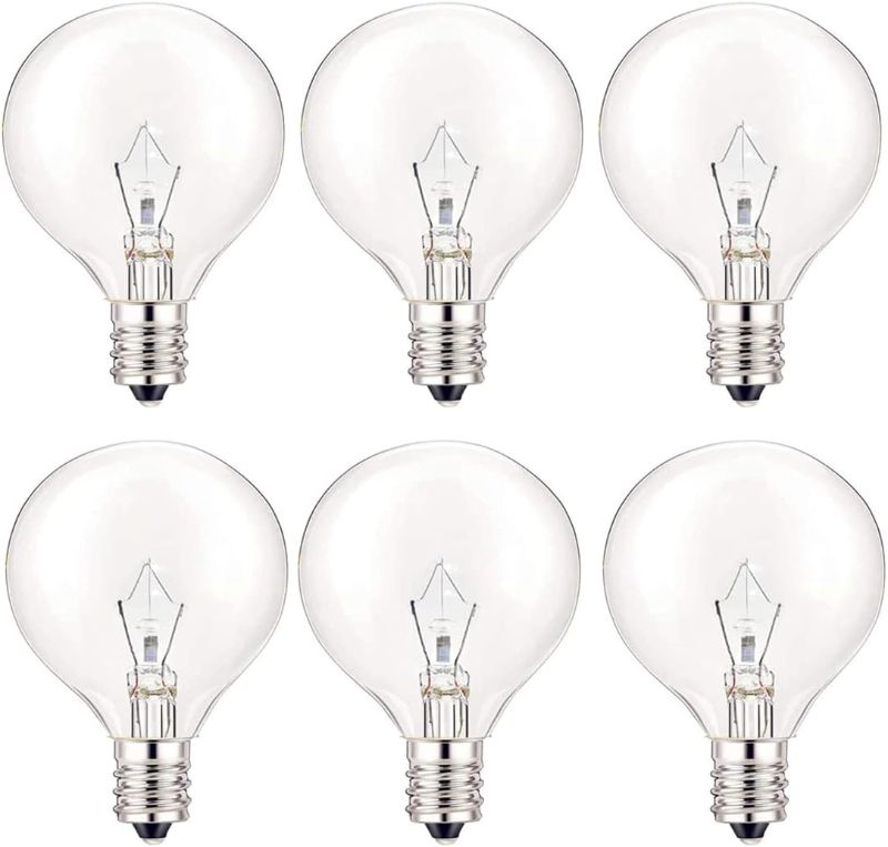 Photo 1 of 25 Watt Wax Warmer Bulbs, Light Bulbs for Full Size Scentsy Warmer, 6 Packs E12 Base Type G Bulb, Dimmable, Warm White, 120V G16 1/2 Bulbs for Candle Lamp