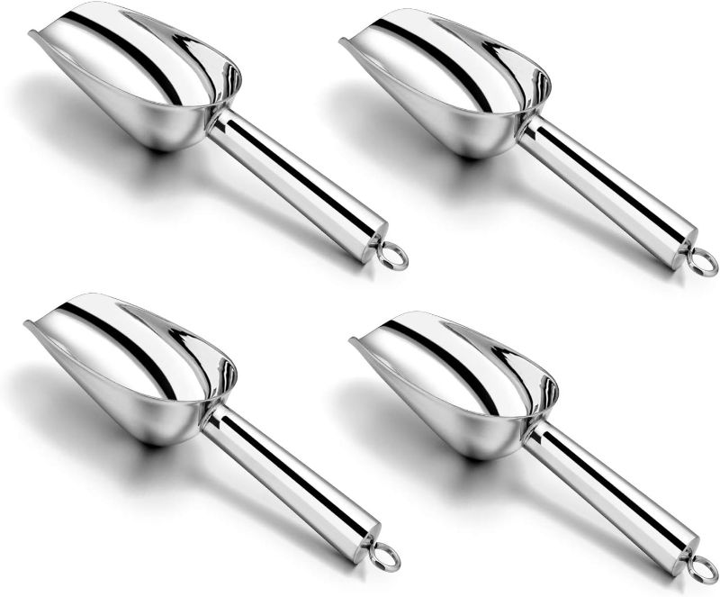 Photo 1 of 3 Ounce Mini Canister Scoop Set of 4, P&P CHEF Stainless Steel Small Candy Ice Scoop for Home Bar Buffet Wedding, Mirror Finish & Elegant Shape, Easy Clean & Dishwasher