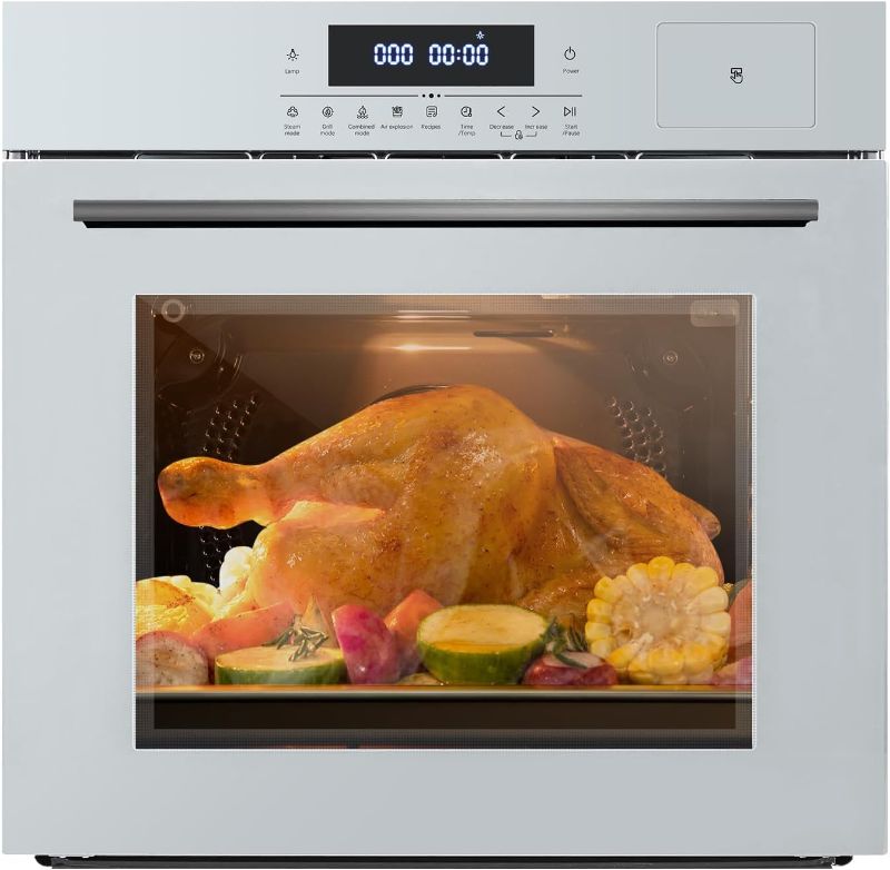 Photo 1 of 24" Single Wall Oven, 2.5 Cu.ft Built-in Timer-Convection Electric Wall Oven with 8 Baking Modes, 3000W, 240V, Stainless Steel, 3D Surround Heating, Timer, Touch Control, Safety Lock, Silver