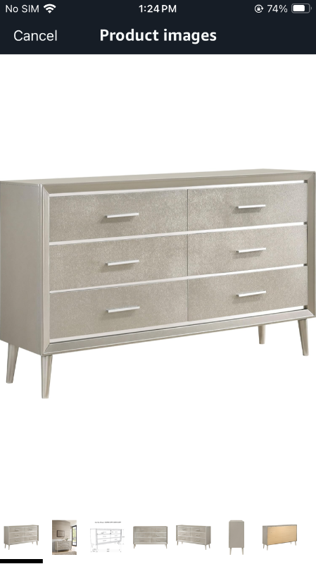 Photo 1 of *see notes*
Coaster Home Furnishings Ramon Modern Classic 59-inch 6-Drawer Bedroom Dresser Clothing Storage Cabinet Wide Chest of Drawers Organizer Unit Metallic Sterling 222703