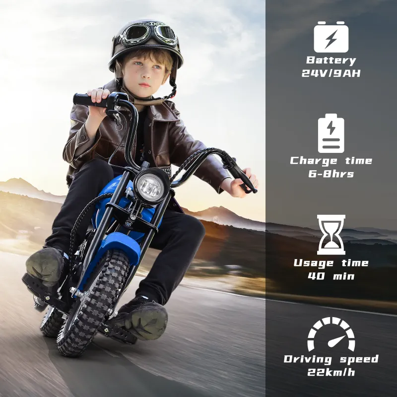 Photo 1 of 24V Electric Motorcycle for Kids, Neche 350W Powered Ride on Dirt Bike,Up to 14MPH Powered ride on Motorcycle for Kids Teen Age 13+,Blue