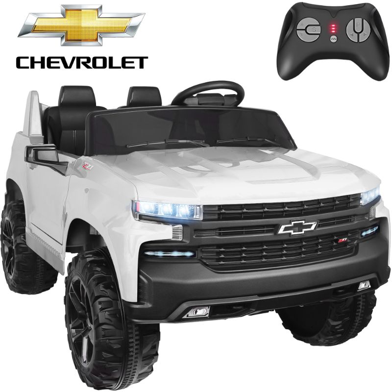 Photo 1 of ***MISSING PARTS****Chevrolet Silverado 24V Powered Ride on Cars for Kids, Extra large Real 2 Seat Ride on Toys with Remote Control, LED Light, MP3 Player, Electric Vehicles Ride on Truck for Boys Girls Gifts, White