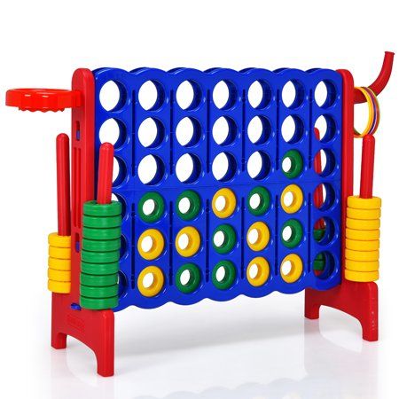 Photo 1 of Costway 4-in-a Row Giant Game Set W/Basketball Hoop for Family - Red