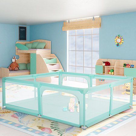 Photo 1 of Baby Playpen 59x71 Large Baby Playard Infant Activity Center with Anti-Slip Base Green